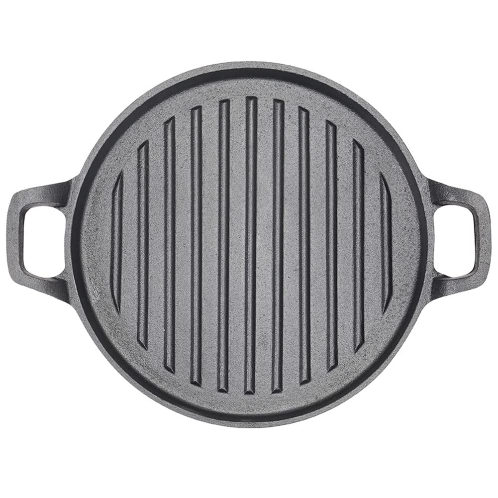 BBQ Tools: 30cm Round Cast Iron Griddle Plate, BBQ Pan Cooking Griddle Grill for StoveF, Oven