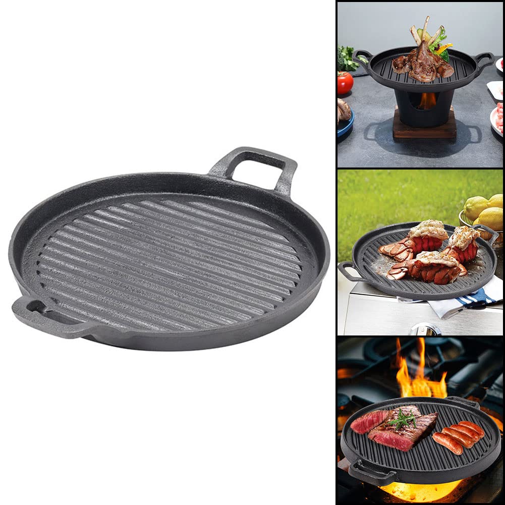 BBQ Tools: 30cm Round Cast Iron Griddle Plate, BBQ Pan Cooking Griddle Grill for StoveF, Oven