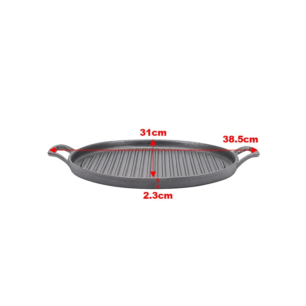 BBQ Tools: 30cm Round Cast Iron Griddle Plate, BBQ Pan Cooking Griddle Grill for StoveF, Oven