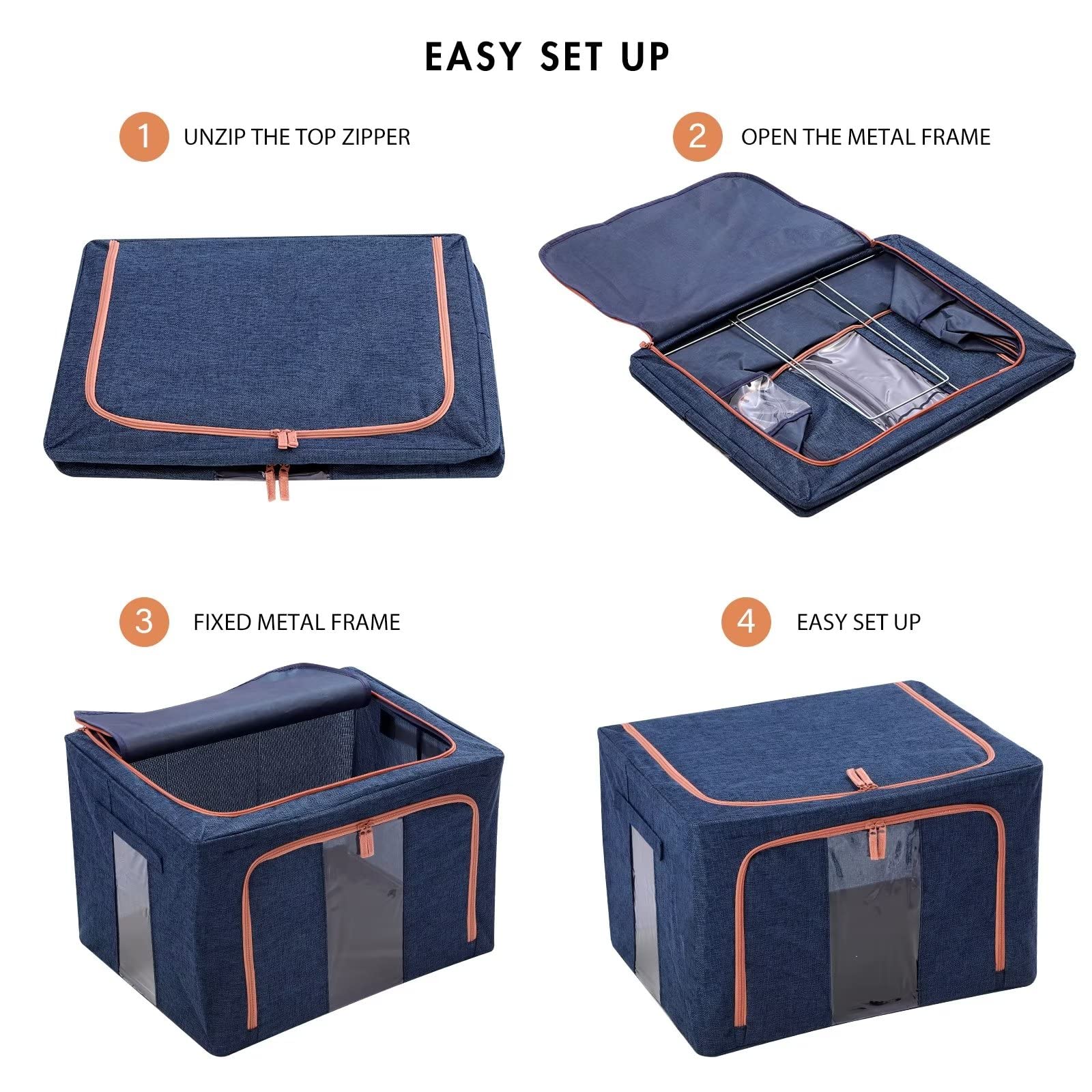 Clothing & Wardrobe Storage: 24L Cloth Storage Box Closet Organizer Storage Bags Clothes Storage Bags Wardrobe Organizer Idea Blue