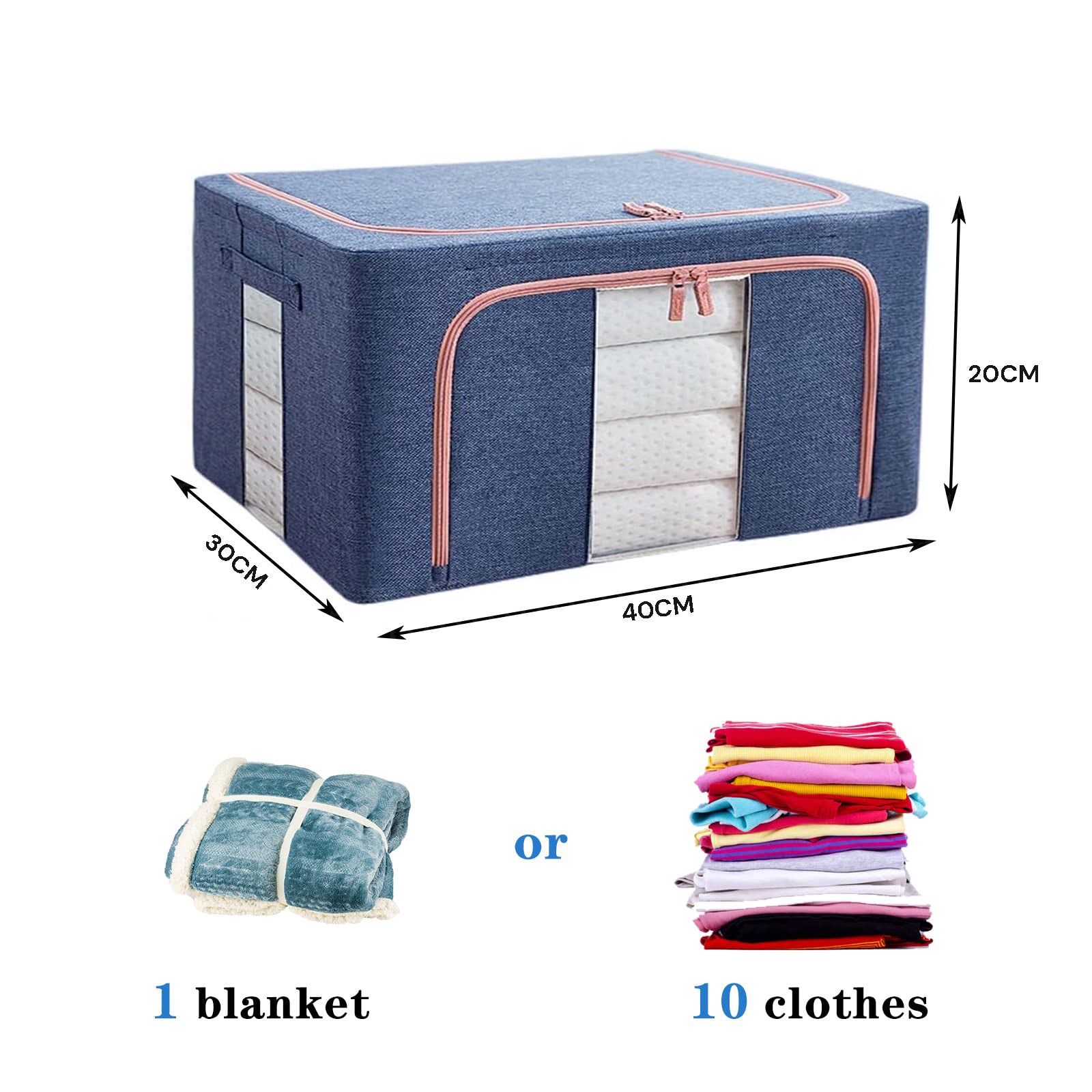Clothing & Wardrobe Storage: 24L Cloth Storage Box Closet Organizer Storage Bags Clothes Storage Bags Wardrobe Organizer Idea Blue