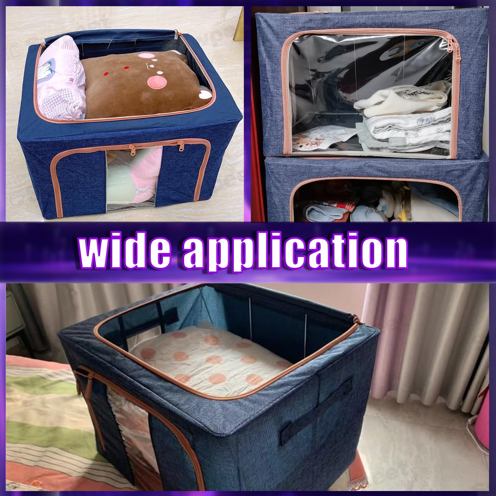 Clothing & Wardrobe Storage: 24L Cloth Storage Box Closet Organizer Storage Bags Clothes Storage Bags Wardrobe Organizer Idea Blue