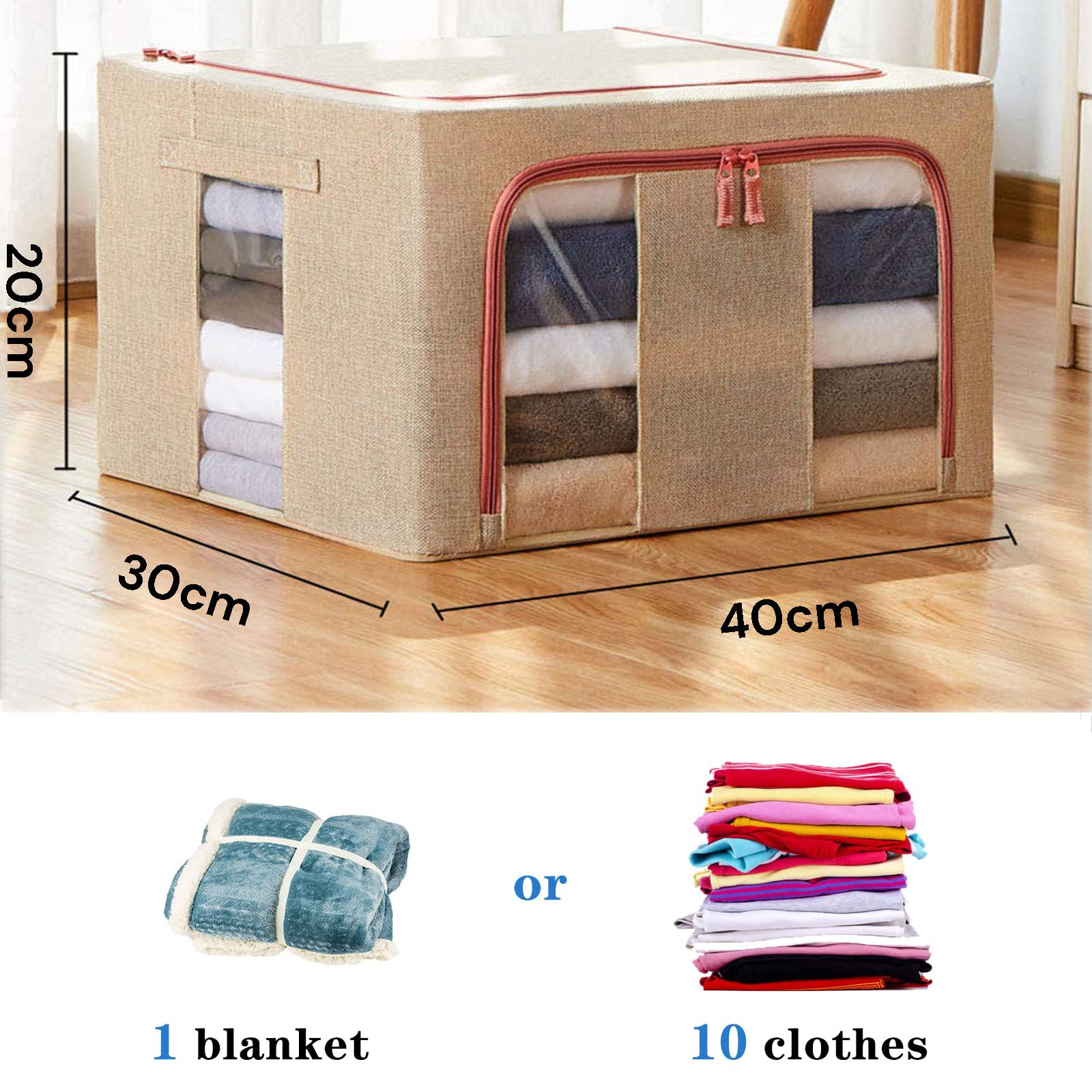Clothing & Wardrobe Storage: 24L Cloth Storage Box Closet Organizer Storage Bags Clothes Storage Bags Wardrobe Organizer Idea CREAM