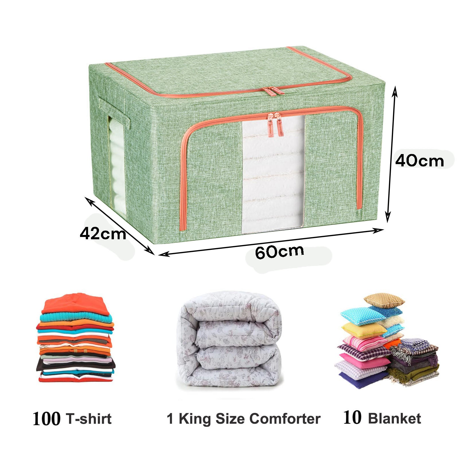 Clothing & Wardrobe Storage: 100L Cloth Storage Box Closet Organizer Storage Bags Clothes Storage Bags Wardrobe Organizer Idea GREEN