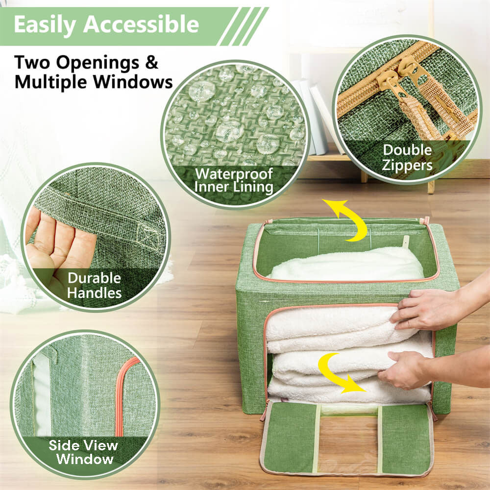 Clothing & Wardrobe Storage: 100L Cloth Storage Box Closet Organizer Storage Bags Clothes Storage Bags Wardrobe Organizer Idea GREEN