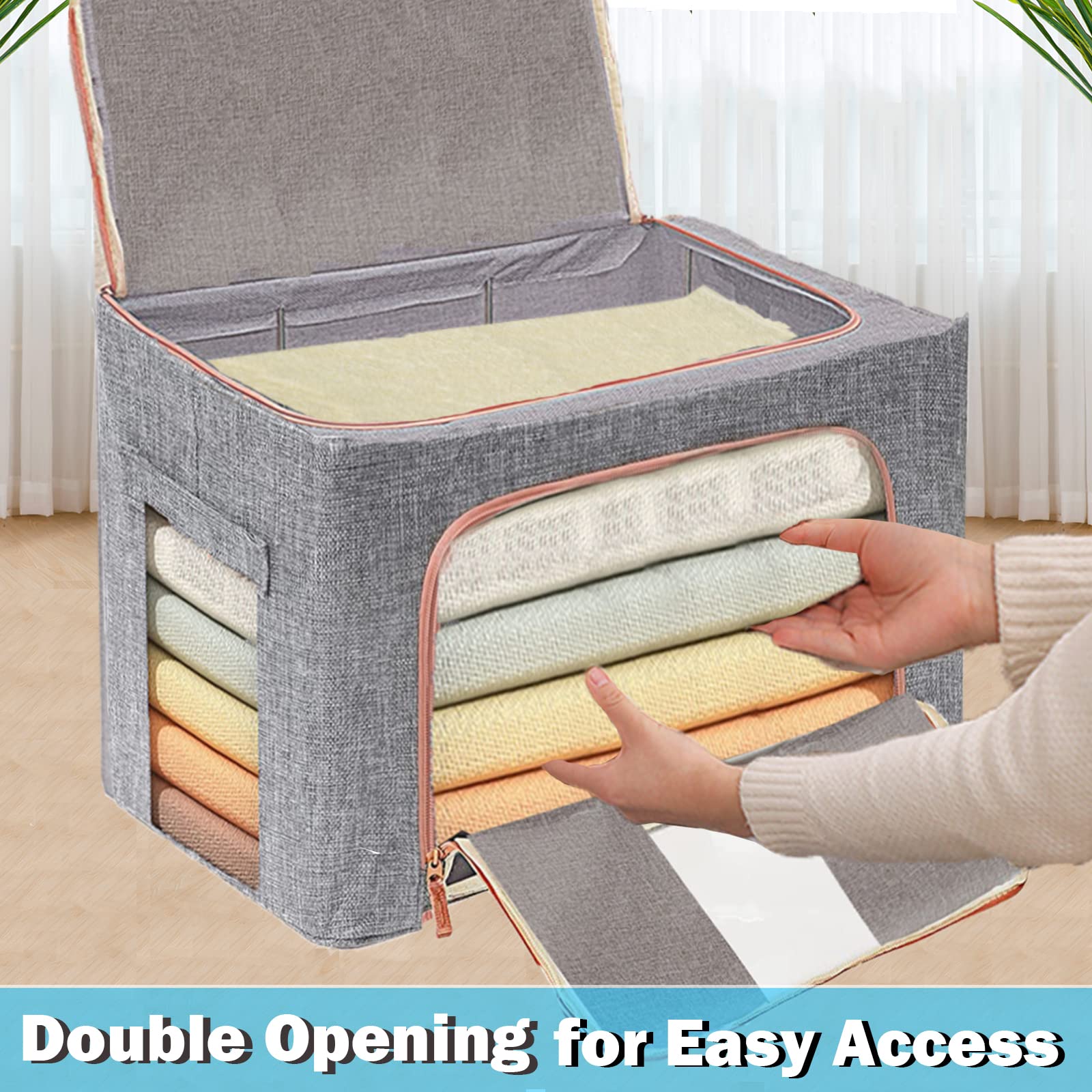 Clothing & Wardrobe Storage: 100L Cloth Storage Box Closet Organizer Storage Bags Clothes Storage Bags Wardrobe Organizer Idea Grey
