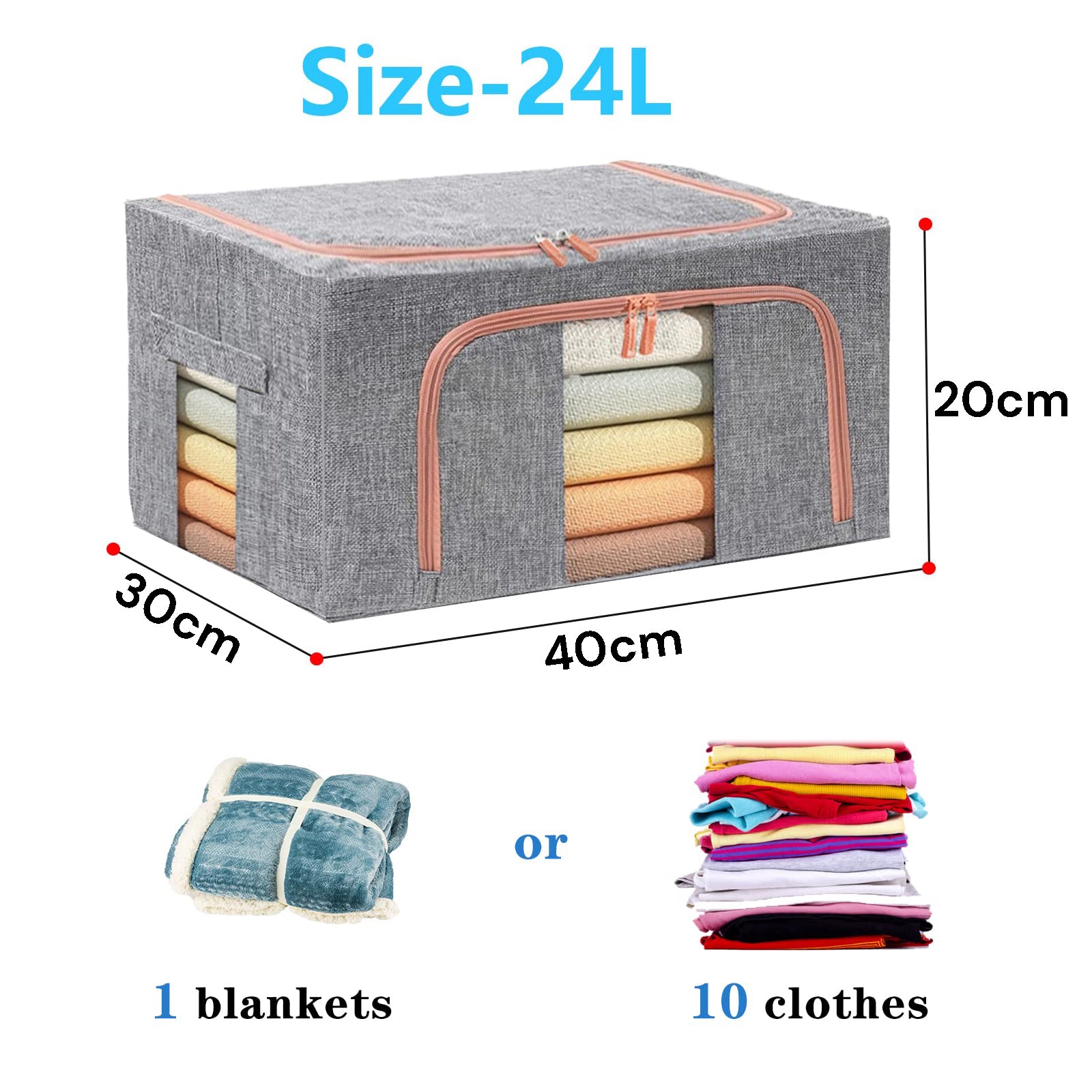 Clothing & Wardrobe Storage: 24L Cloth Storage Box Closet Organizer Storage Bags Clothes Storage Bags Wardrobe Organizer Idea Grey