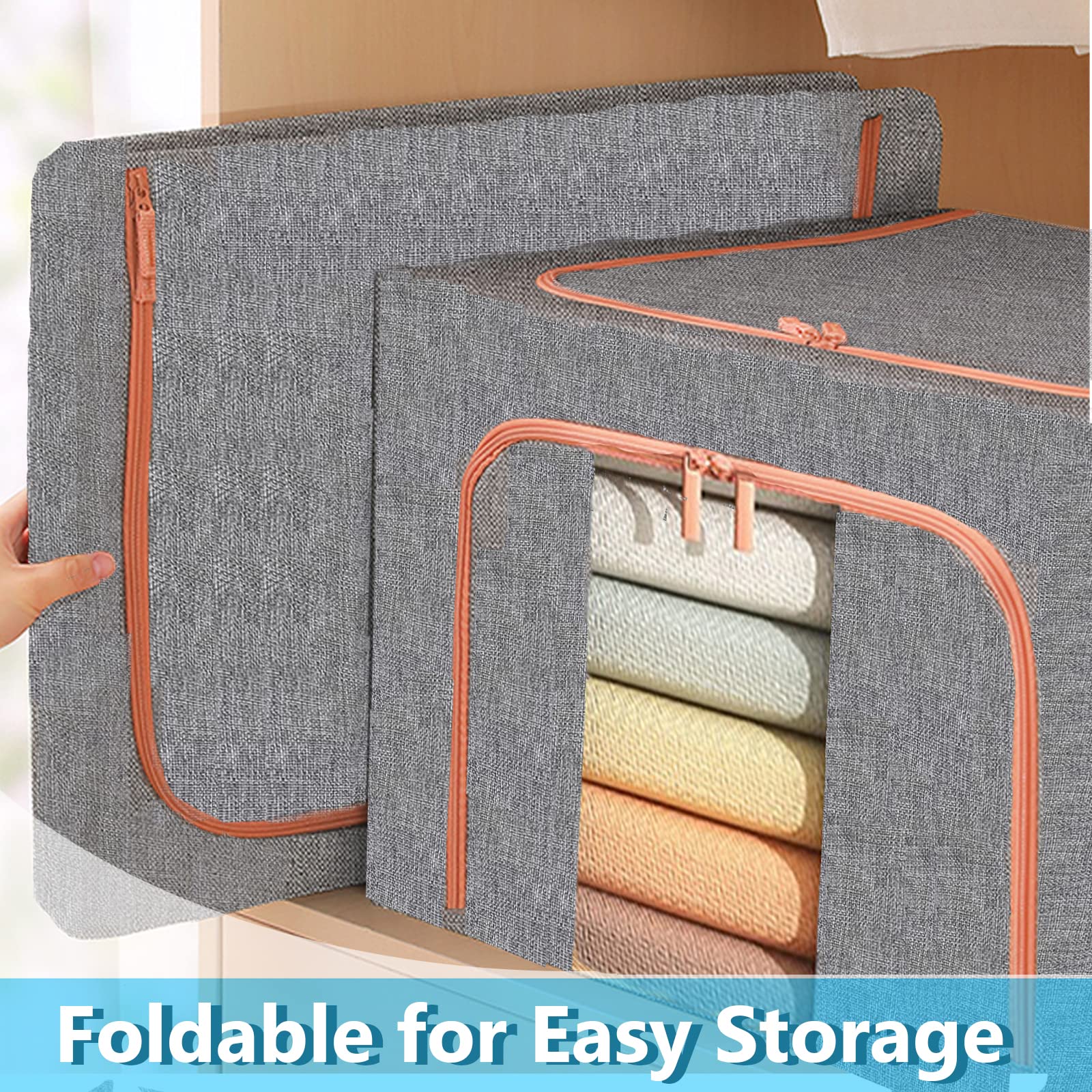 Clothing & Wardrobe Storage: 66L Cloth Storage Box Closet Organizer Storage Bags Clothes Storage Bags Wardrobe Organizer Idea Grey