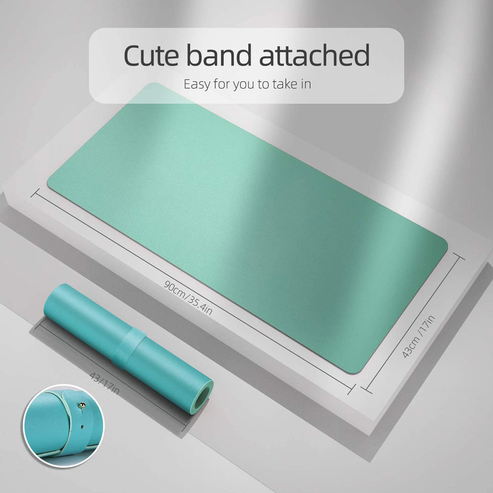 Office Supplies: Green 90cm*45cm Dual UseOffice Desk Pad Waterproof PU Leather Computer Mouse Pad