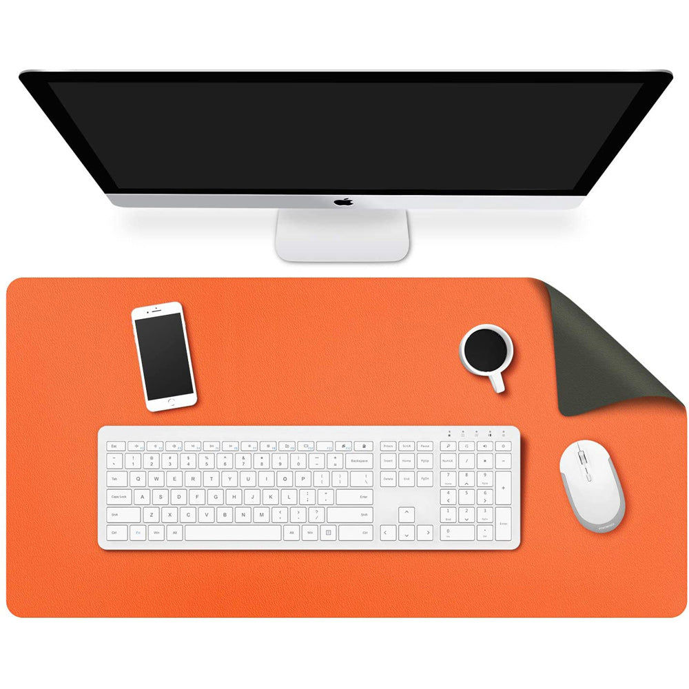 Office Supplies: Orange 90cm*45cm Dual Side Office Desk Pad Waterproof PU Leather Computer Mouse Pad