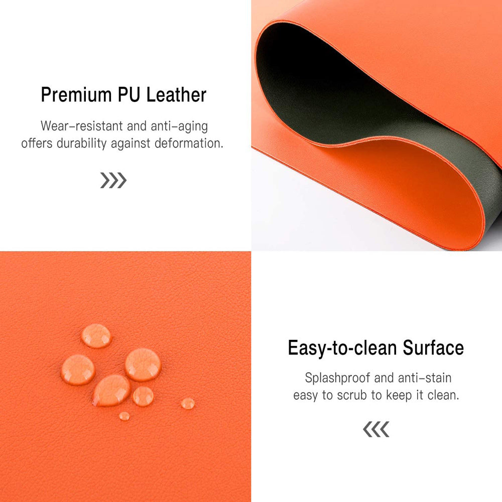 Office Supplies: Orange 90cm*45cm Dual Side Office Desk Pad Waterproof PU Leather Computer Mouse Pad