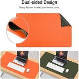 Office Supplies: Orange 90cm*45cm Dual Side Office Desk Pad Waterproof PU Leather Computer Mouse Pad