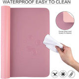 Desks: Pink 120cm*60cm Dual Side Office Desk Pad Waterproof PU Leather Computer Mouse Pad