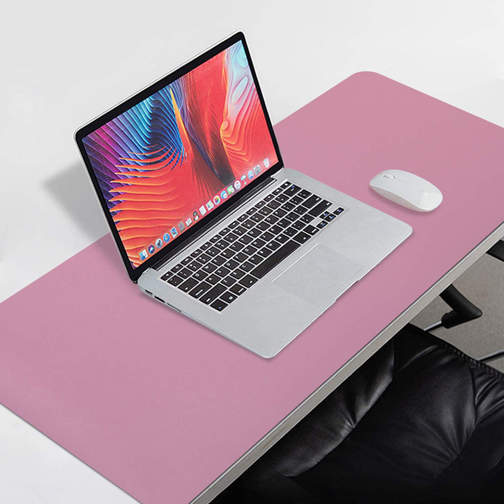 Desks: Pink 120cm*60cm Dual Side Office Desk Pad Waterproof PU Leather Computer Mouse Pad