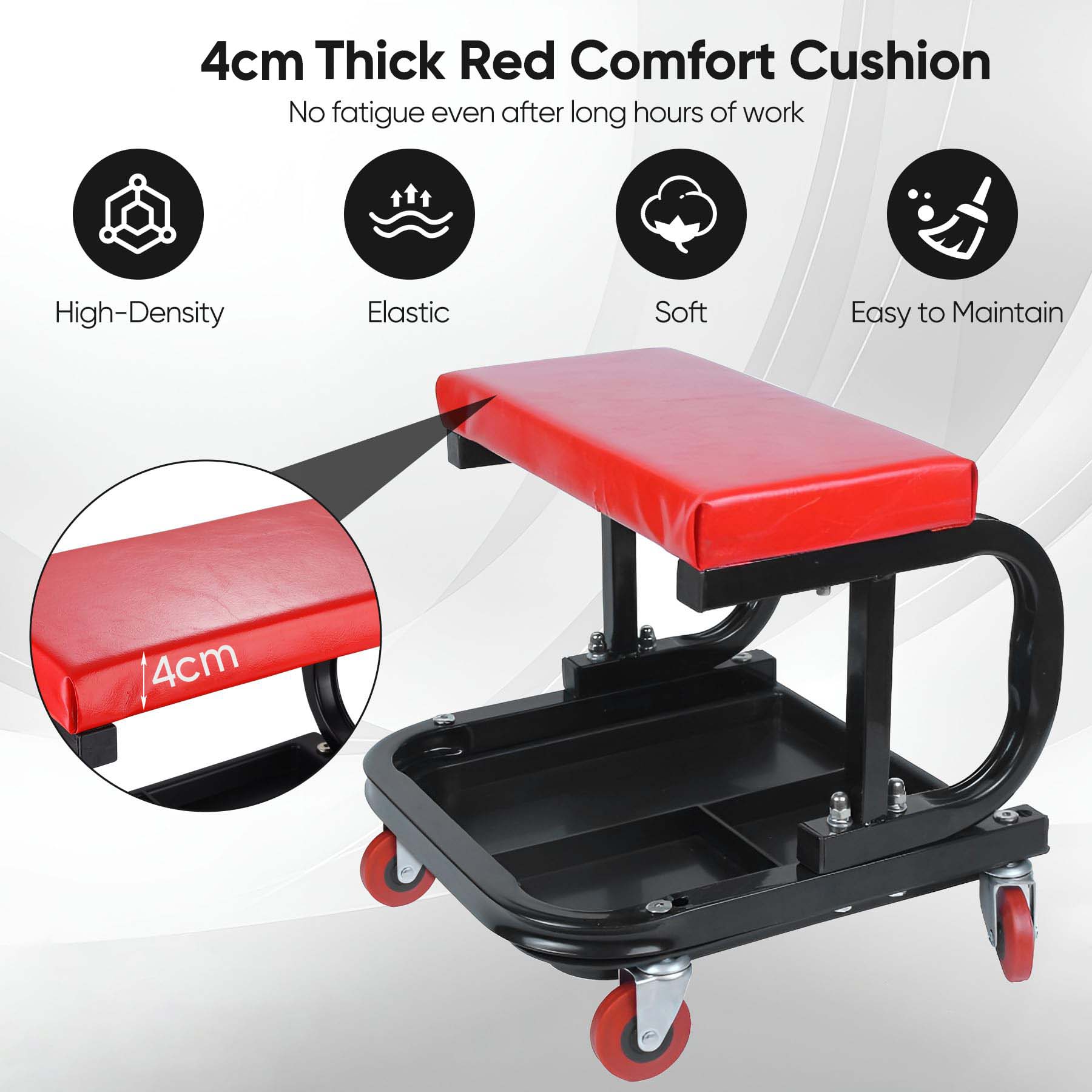 Automotive Repair & Speciality Tools: Garage Roller Seat Car Creeper Seat with Tool Tray Storage for Garages Mechanic Roller Seat