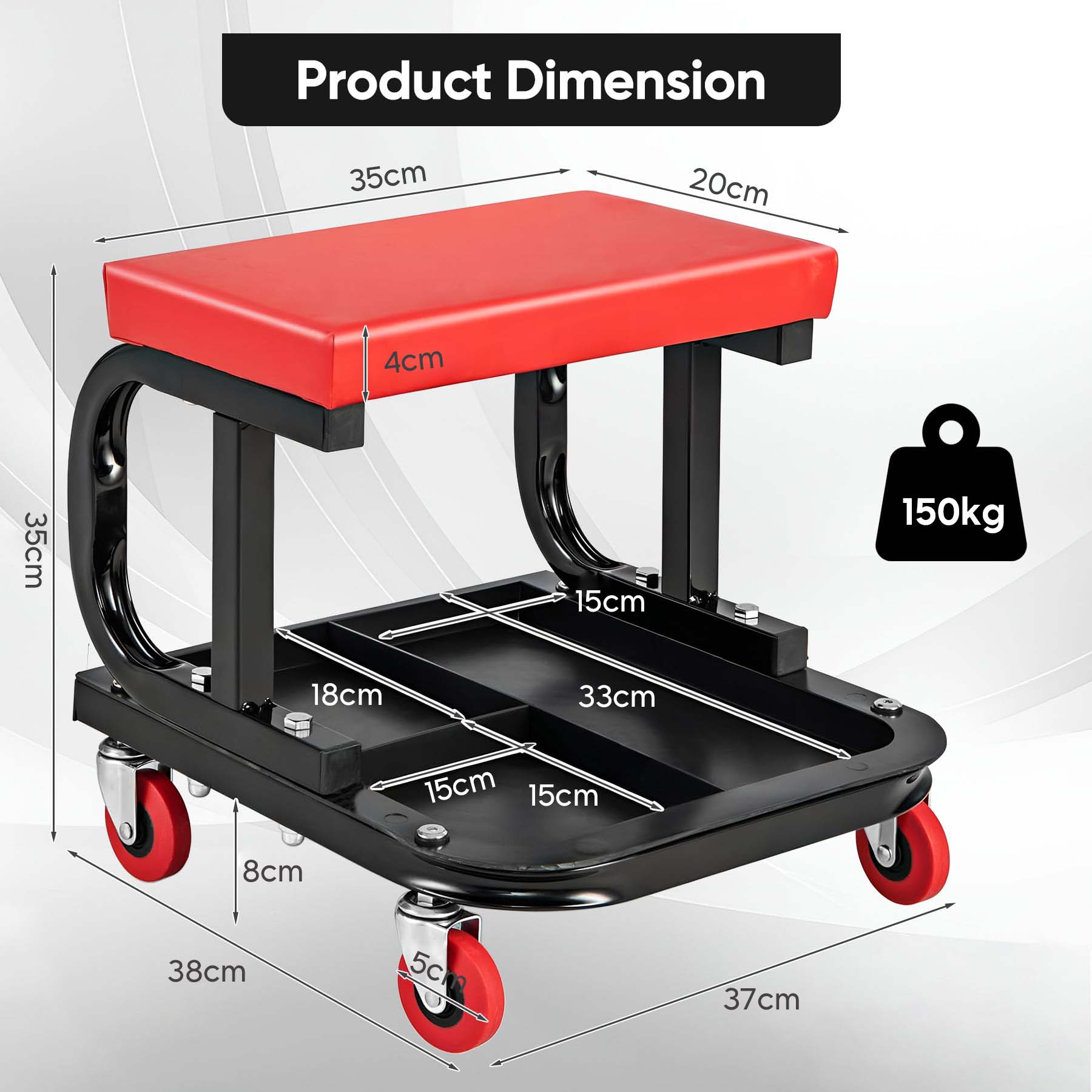 Automotive Repair & Speciality Tools: Garage Roller Seat Car Creeper Seat with Tool Tray Storage for Garages Mechanic Roller Seat