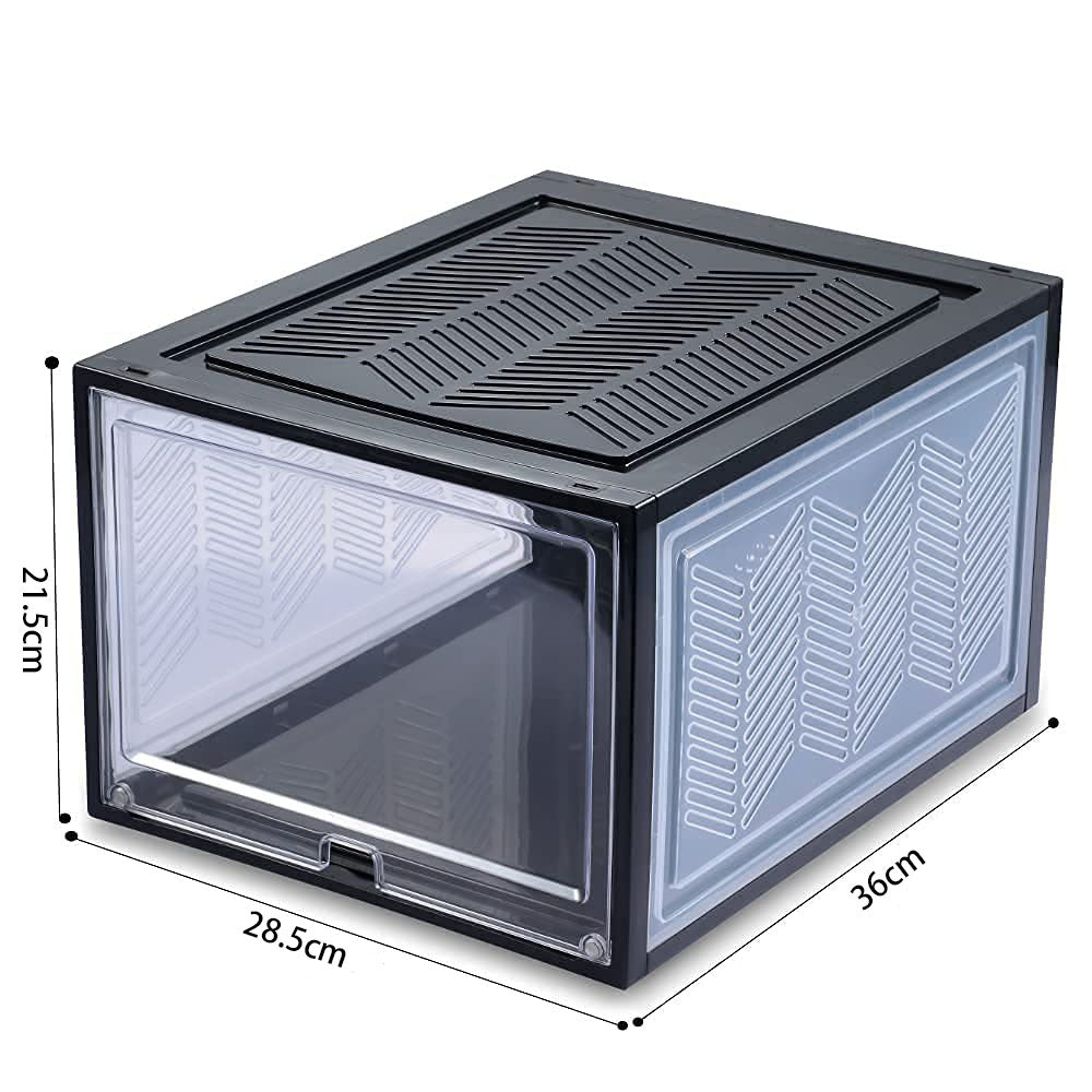 Storage Boxes: Large Shoe Storage Boxes Stackable Shoe Box Organisers Containers Display Cases Bins Magnetic Door