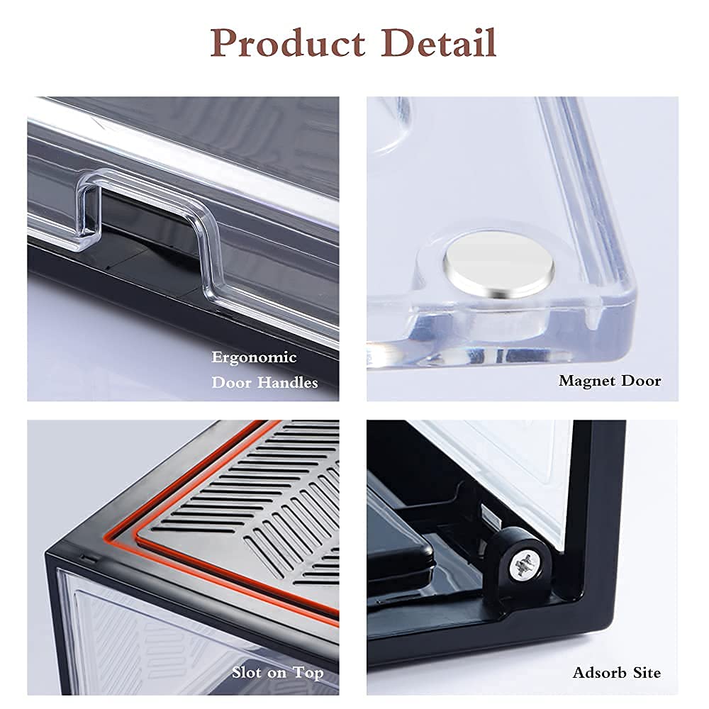 Storage Boxes: Large Shoe Storage Boxes Stackable Shoe Box Organisers Containers Display Cases Bins Magnetic Door