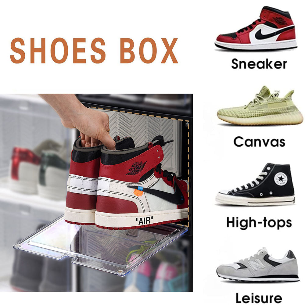 Storage Boxes: Large Shoe Storage Boxes Stackable Shoe Box Organisers Containers Display Cases Bins Magnetic Door