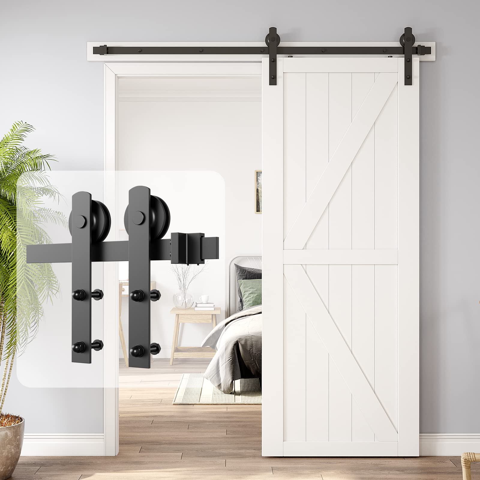 Traffic Control & Parking Tools: 1.5m Heavy Duty Sliding Barn Single Door Hardware Kit Damper Track Rail Roller System