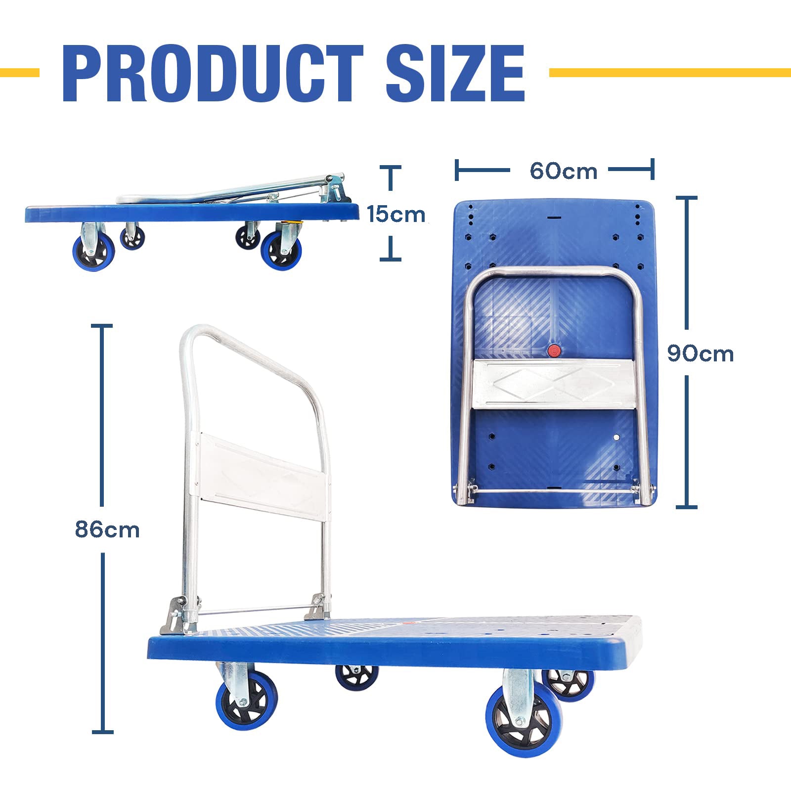 Kid's Tables, Chairs & Seats: 300kg Foldable Warehouse Platform Trolley Truck Dolly Platform Cart Swivel Wheels Moving Cart Flatbed