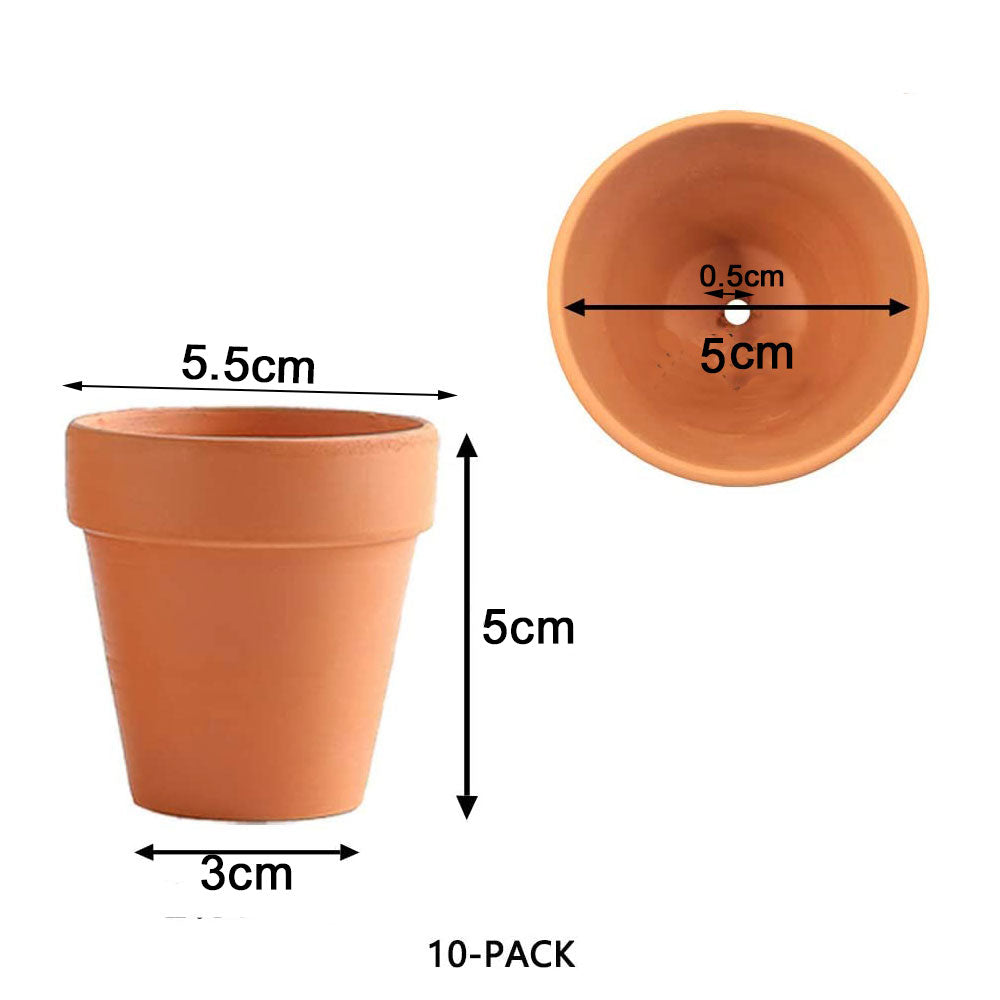 Pots, Planters & Accessories: 10x 5cm Flower Pot Pots Clay Ceramic Plant Drain Hole Succulent Cactus Nursery Planter