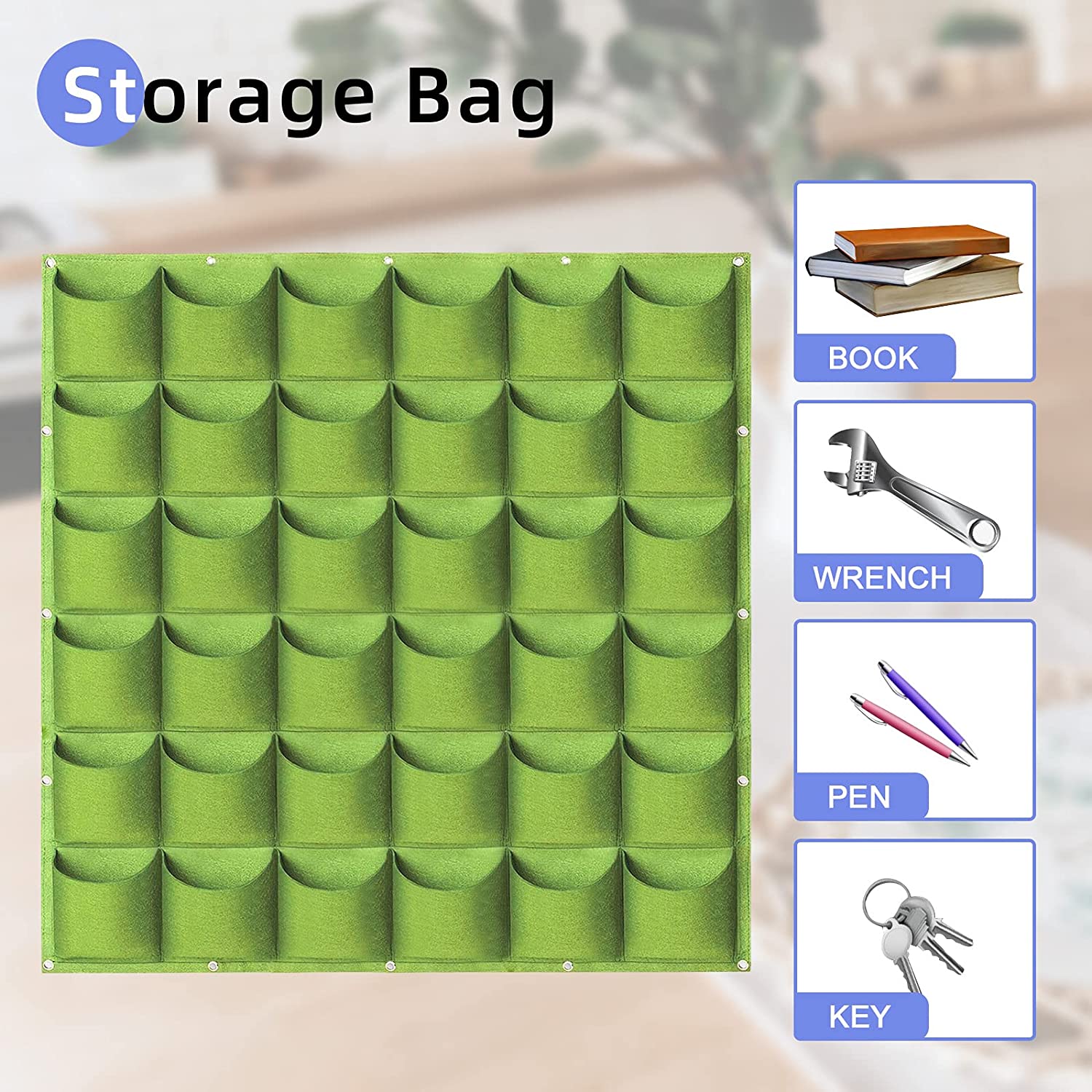 Grow Bags: 36 Pockets Wall Hanging Planter Planting Grow Bag Vertical Garden Vegetable Flower Green
