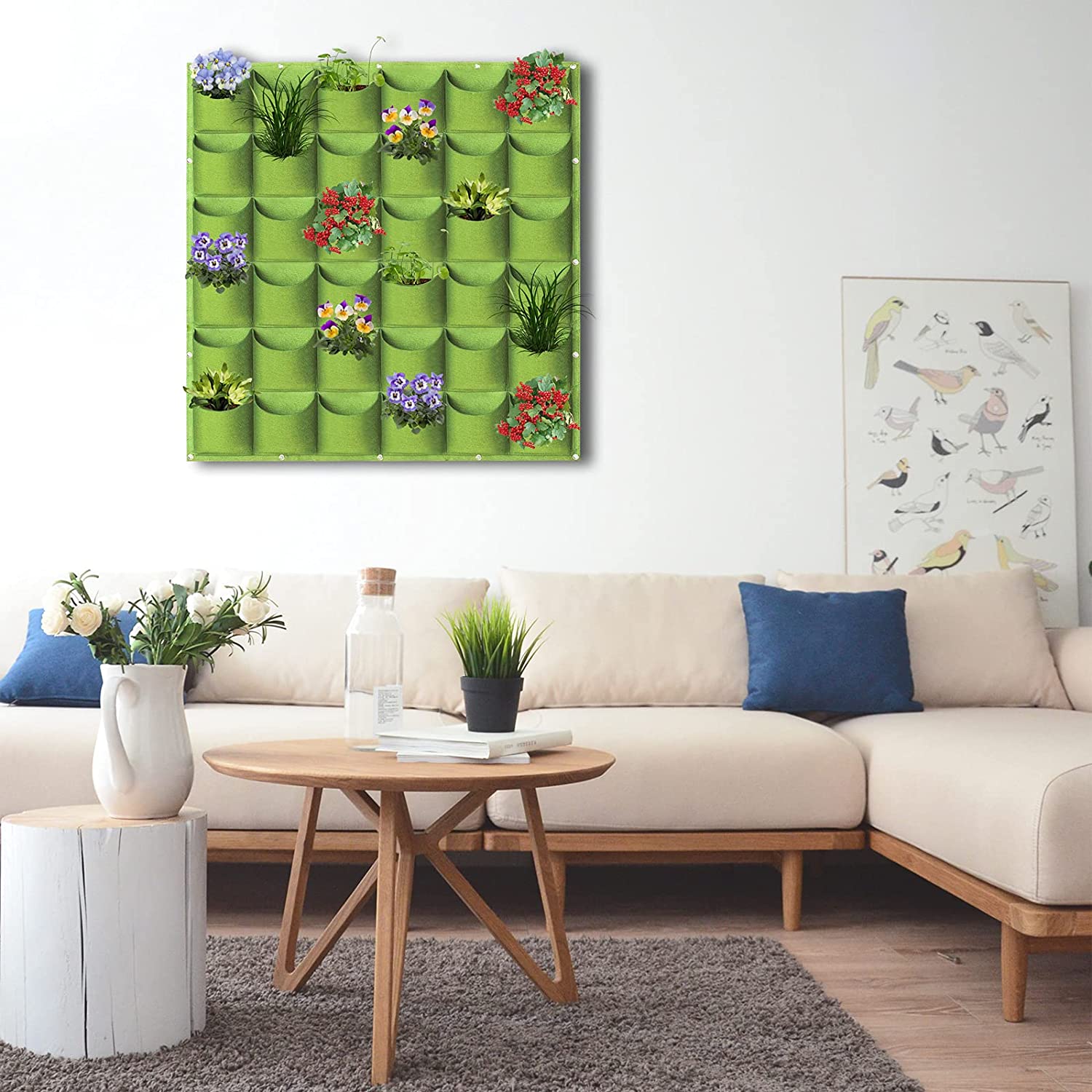 Grow Bags: 36 Pockets Wall Hanging Planter Planting Grow Bag Vertical Garden Vegetable Flower Green