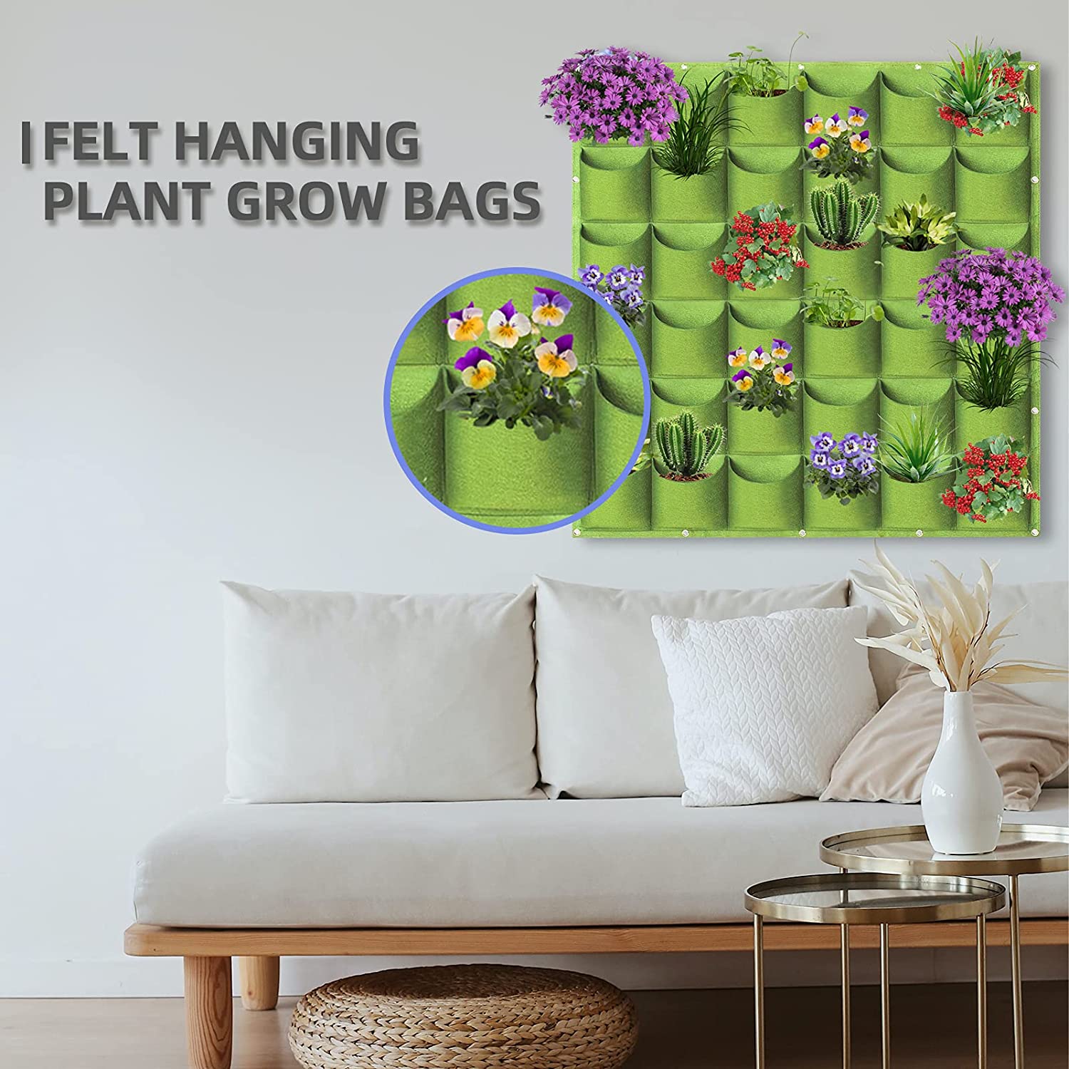 Grow Bags: 36 Pockets Wall Hanging Planter Planting Grow Bag Vertical Garden Vegetable Flower Green