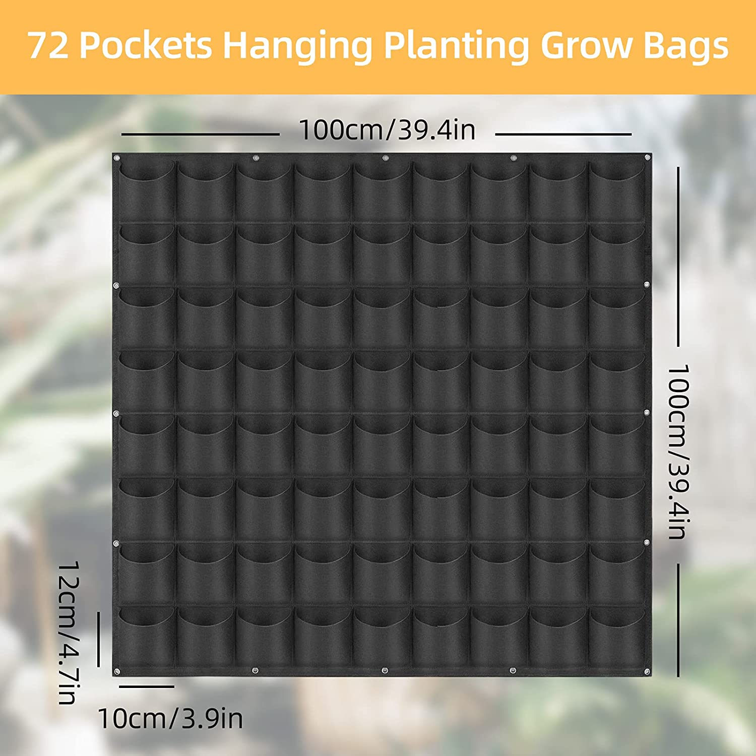 Grow Bags: 72 Pockets Wall Hanging Planter Planting Grow Bag Vertical Garden Vegetable Flower Black