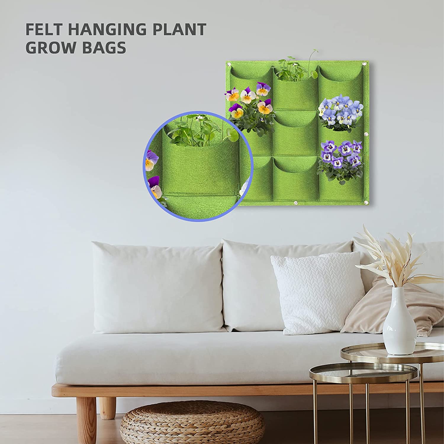 Grow Bags: 9 Pockets Wall Hanging Planter Planting Grow Bag Vertical Garden Vegetable Flower Green