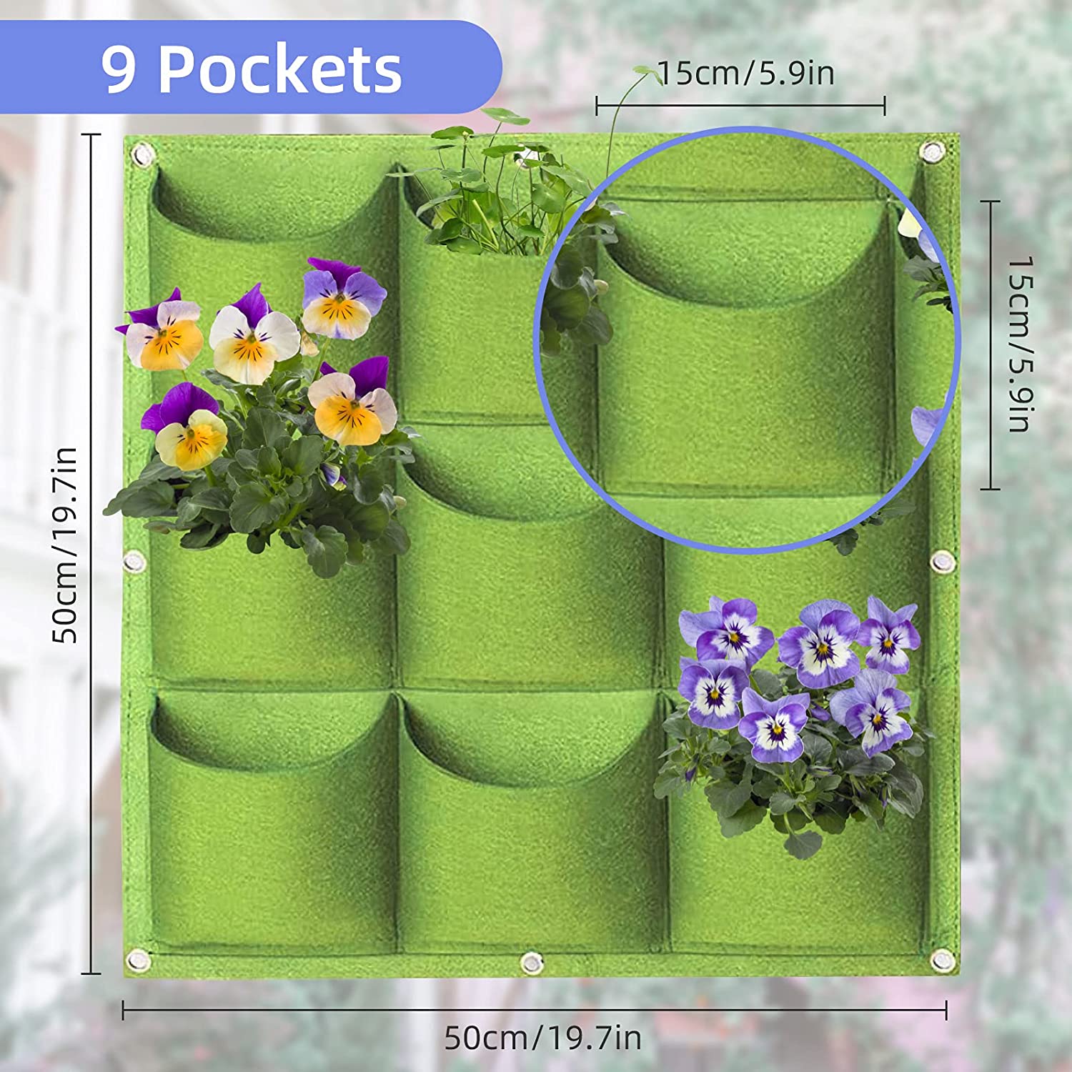 Grow Bags: 9 Pockets Wall Hanging Planter Planting Grow Bag Vertical Garden Vegetable Flower Green