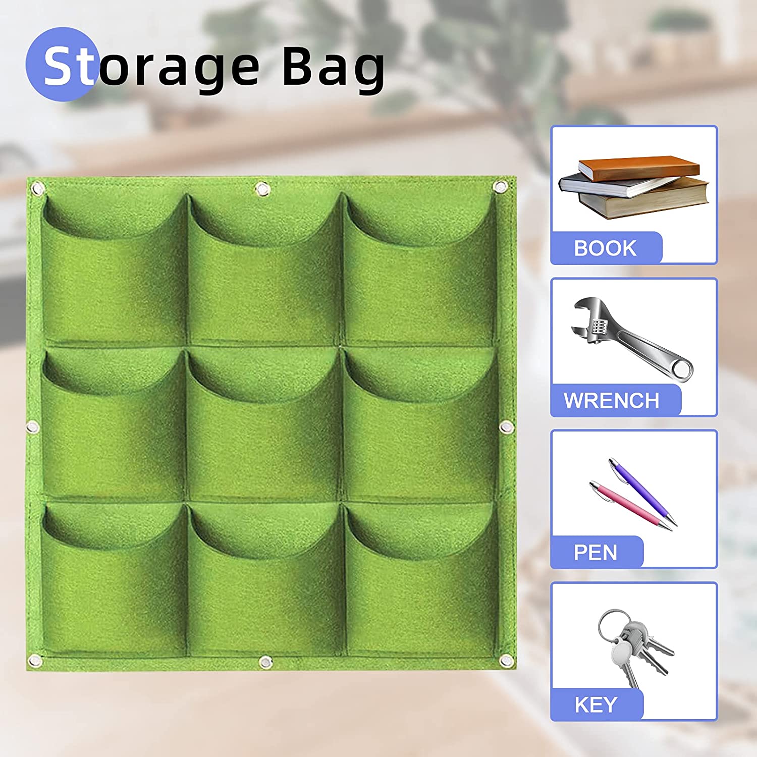 Grow Bags: 9 Pockets Wall Hanging Planter Planting Grow Bag Vertical Garden Vegetable Flower Green