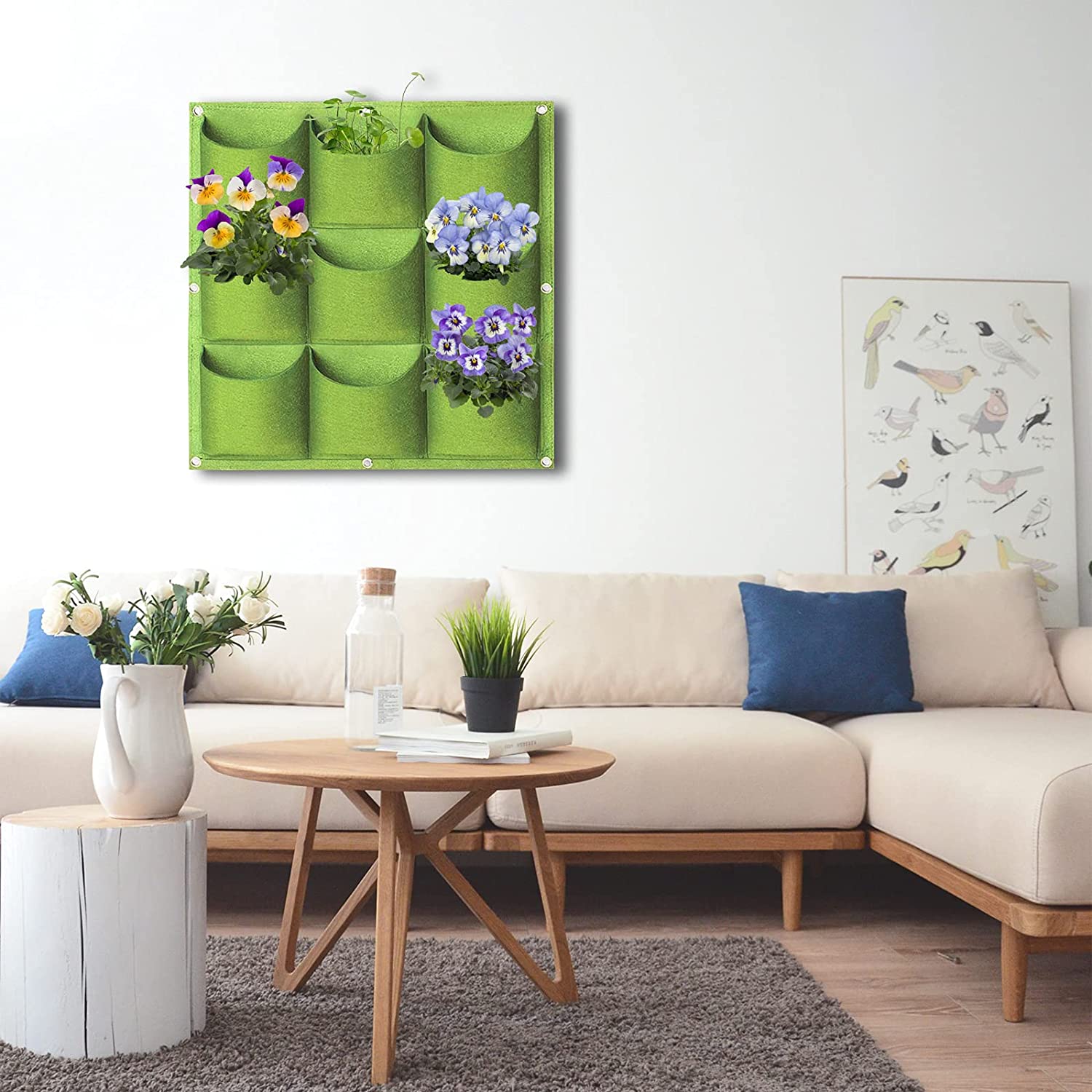 Grow Bags: 9 Pockets Wall Hanging Planter Planting Grow Bag Vertical Garden Vegetable Flower Green