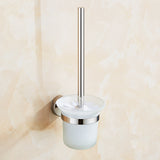 Kitchen & Bathroom DIY: Toilet Brush Holder Wall Mount Rustproof Frosted Glass for Bathroom