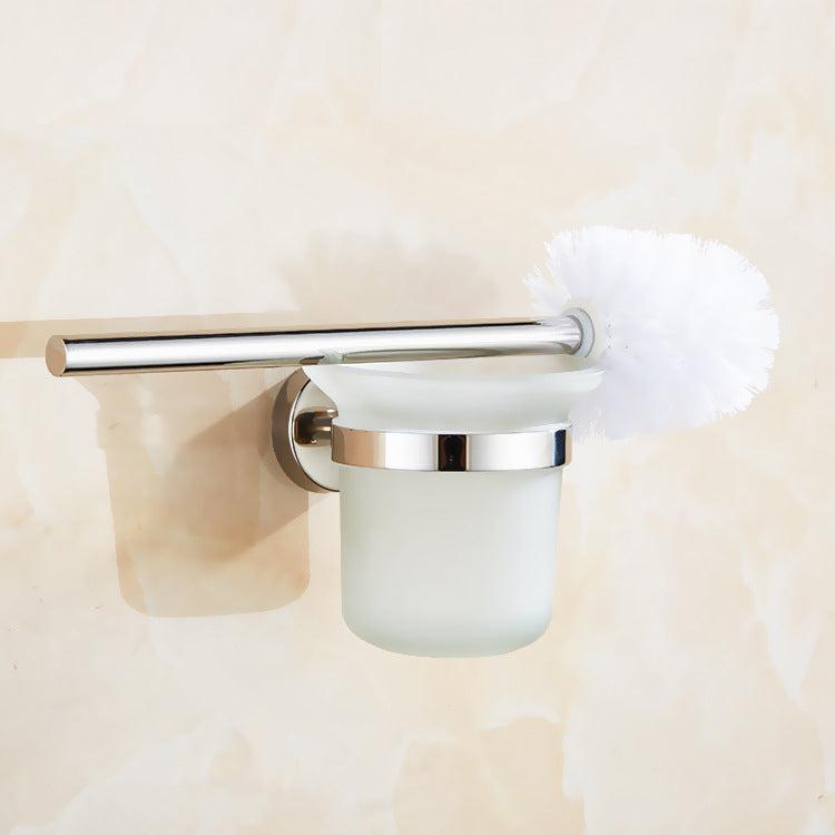 Kitchen & Bathroom DIY: Toilet Brush Holder Wall Mount Rustproof Frosted Glass for Bathroom