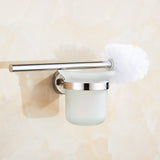 Kitchen & Bathroom DIY: Toilet Brush Holder Wall Mount Rustproof Frosted Glass for Bathroom