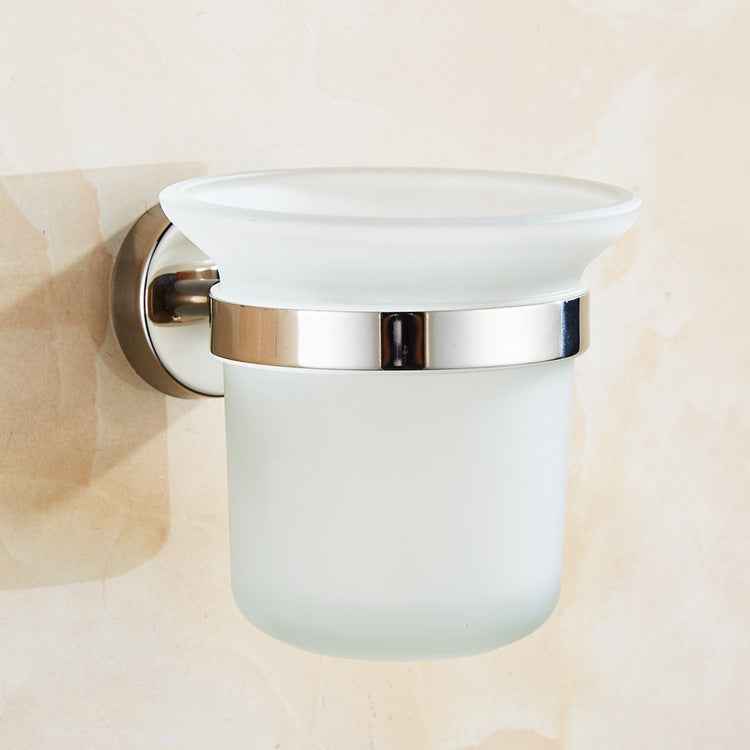 Kitchen & Bathroom DIY: Toilet Brush Holder Wall Mount Rustproof Frosted Glass for Bathroom