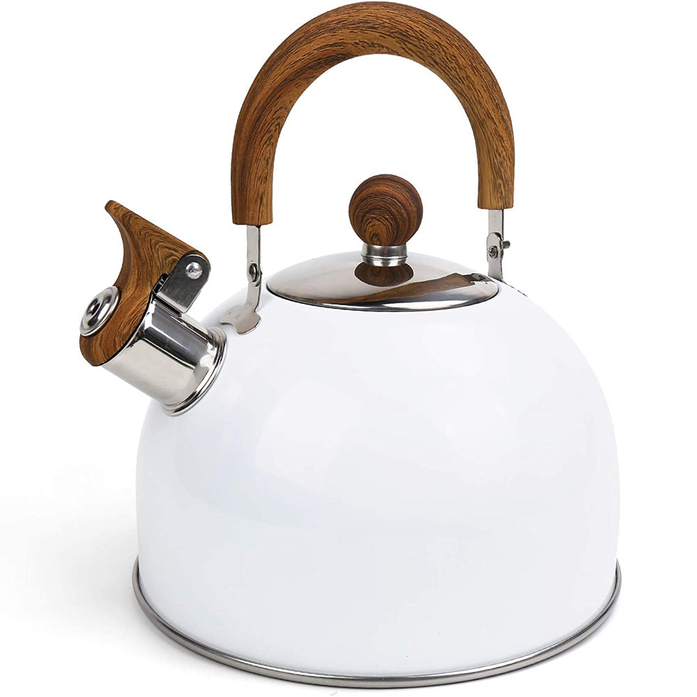 Teas & Accessories: 2.5 Liter Tea Whistling Kettle Stainless Steel Modern Whistling Tea Pot for Stovetop White