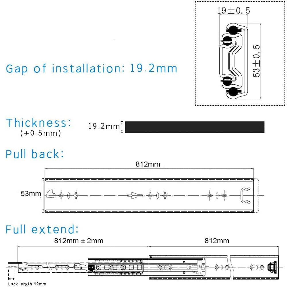 Beds & Bed Frames: 32in Pair 150KG Heavy Duty Drawer Slides Rails Runners Locking Ball Bearing