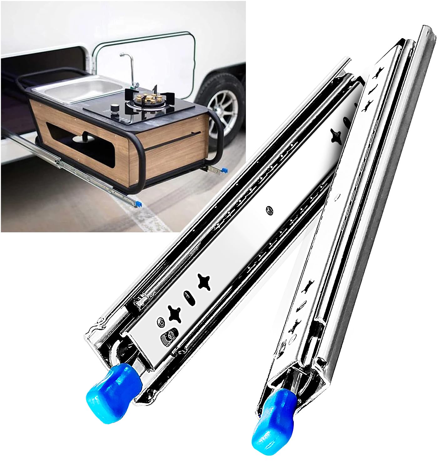 Fence & Gate Accessories: 40in Pair 1000 - 2000mm 150KG Capacity Heavy Duty Trailer Drawer Slides Rails Runners Locking
