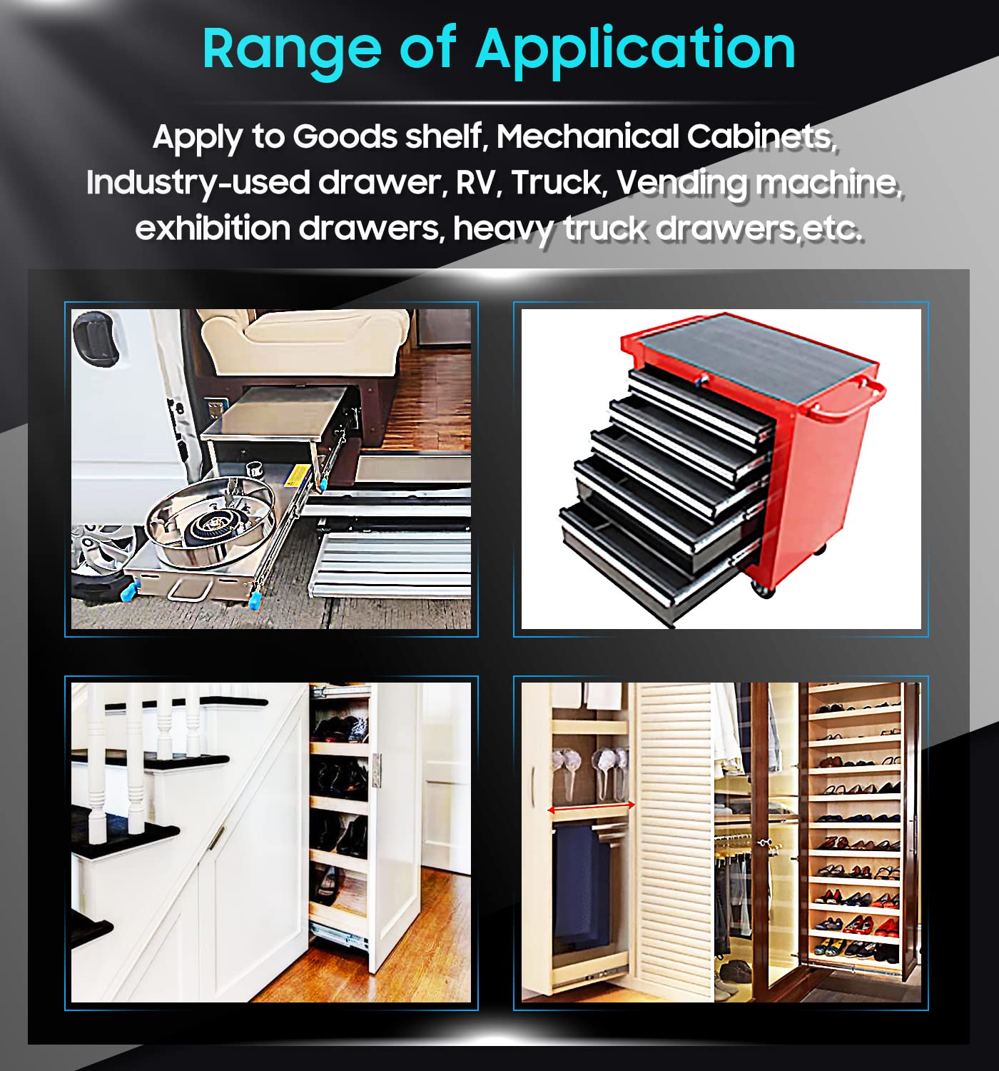 Fence & Gate Accessories: 40in Pair 1000 - 2000mm 150KG Capacity Heavy Duty Trailer Drawer Slides Rails Runners Locking