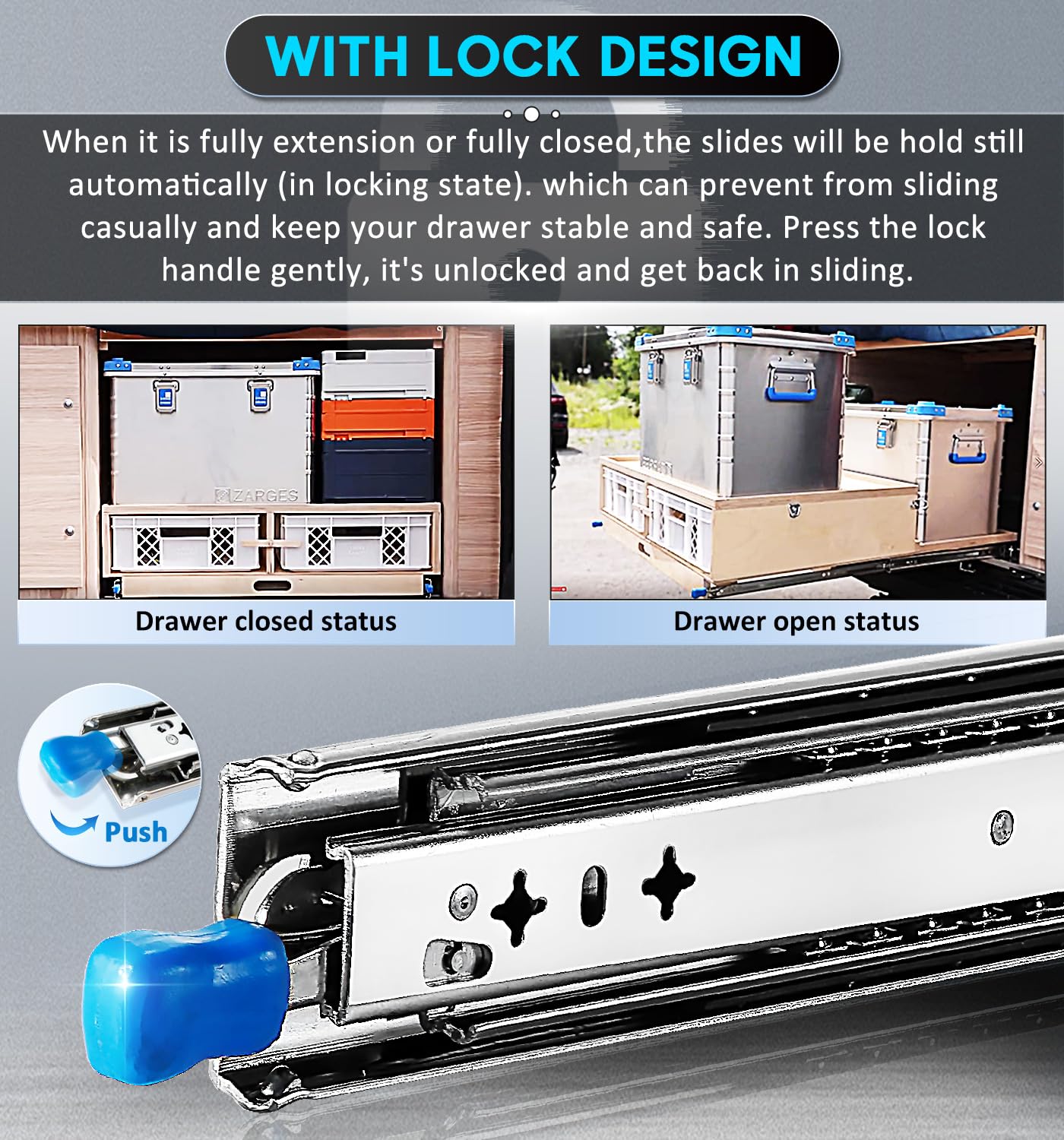 Fence & Gate Accessories: 56in Pair 1000 - 2000mm 150KG Capacity Heavy Duty Trailer Drawer Slides Rails Runners Locking