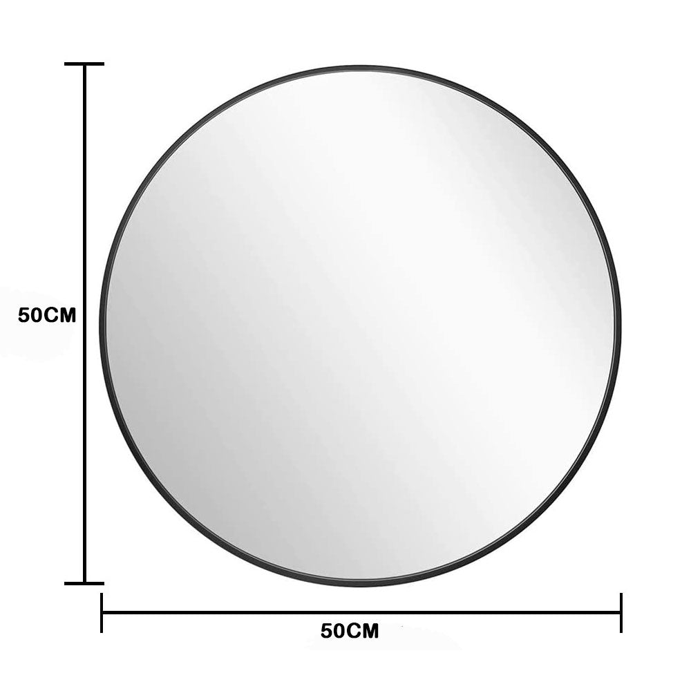 Mirrors: Slim Design 50CM Black Bathroom, Living Room, Hallway Mirror Round Mirror Wall Decor Metal Frame