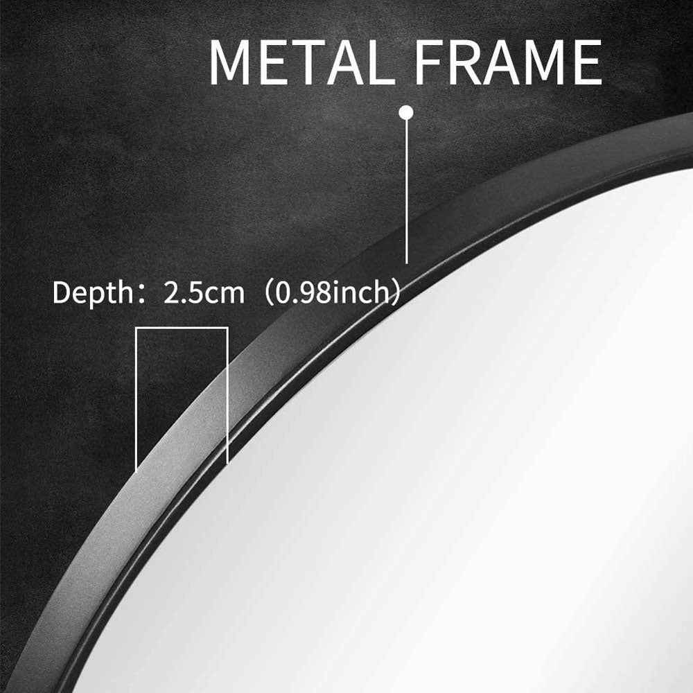 Mirrors: Slim Design 50CM Black Bathroom, Living Room, Hallway Mirror Round Mirror Wall Decor Metal Frame
