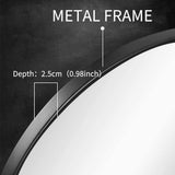 Mirrors: Slim Design 50CM Black Bathroom, Living Room, Hallway Mirror Round Mirror Wall Decor Metal Frame