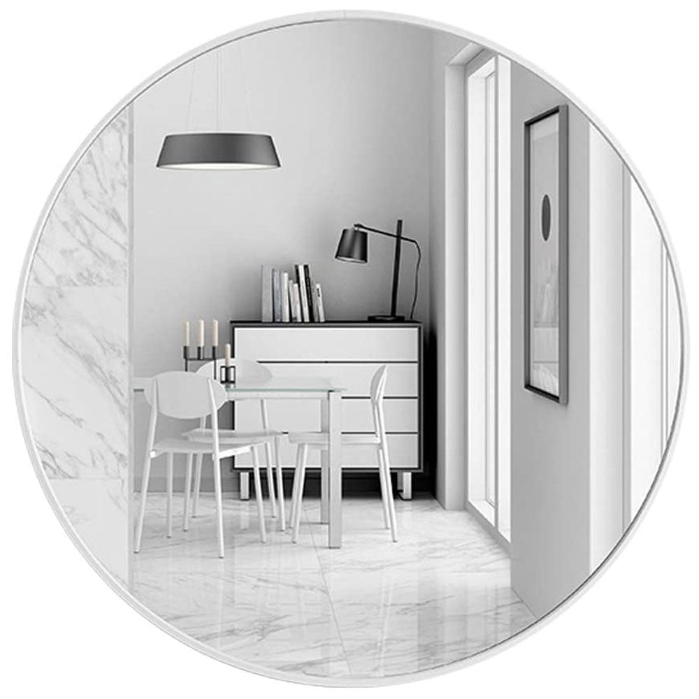 Mirrors: Slim Design 50CM White Bathroom, Living Room, Hallway Mirror Round Mirror Wall Decor Metal Frame