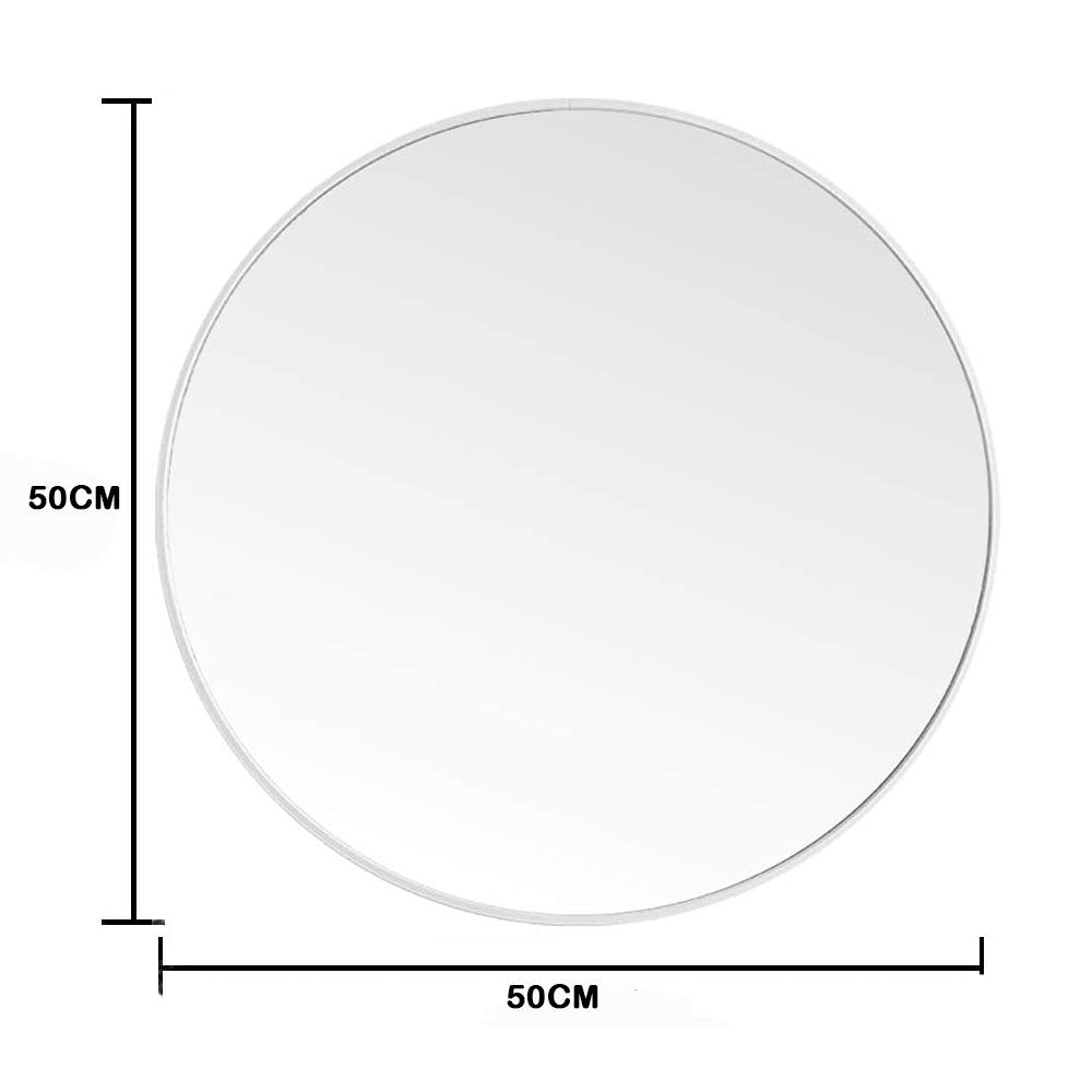 Mirrors: Slim Design 50CM White Bathroom, Living Room, Hallway Mirror Round Mirror Wall Decor Metal Frame