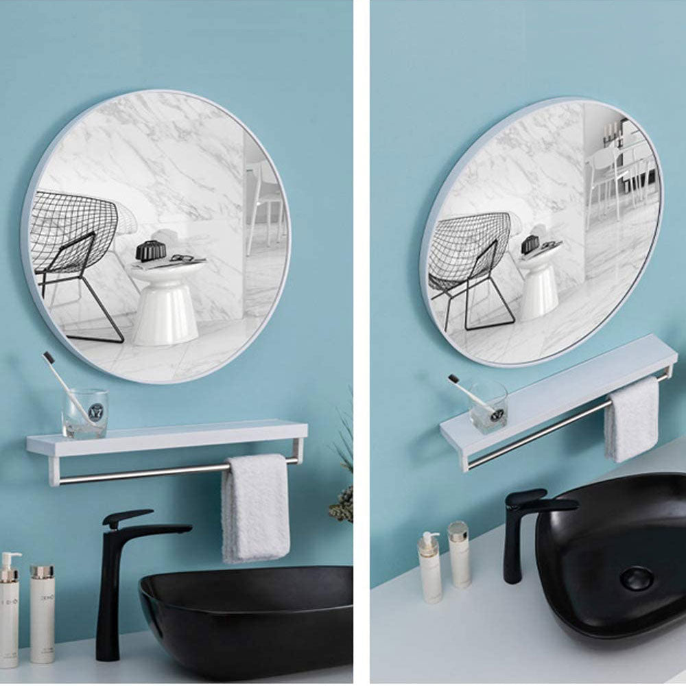 Mirrors: Slim Design 50CM White Bathroom, Living Room, Hallway Mirror Round Mirror Wall Decor Metal Frame