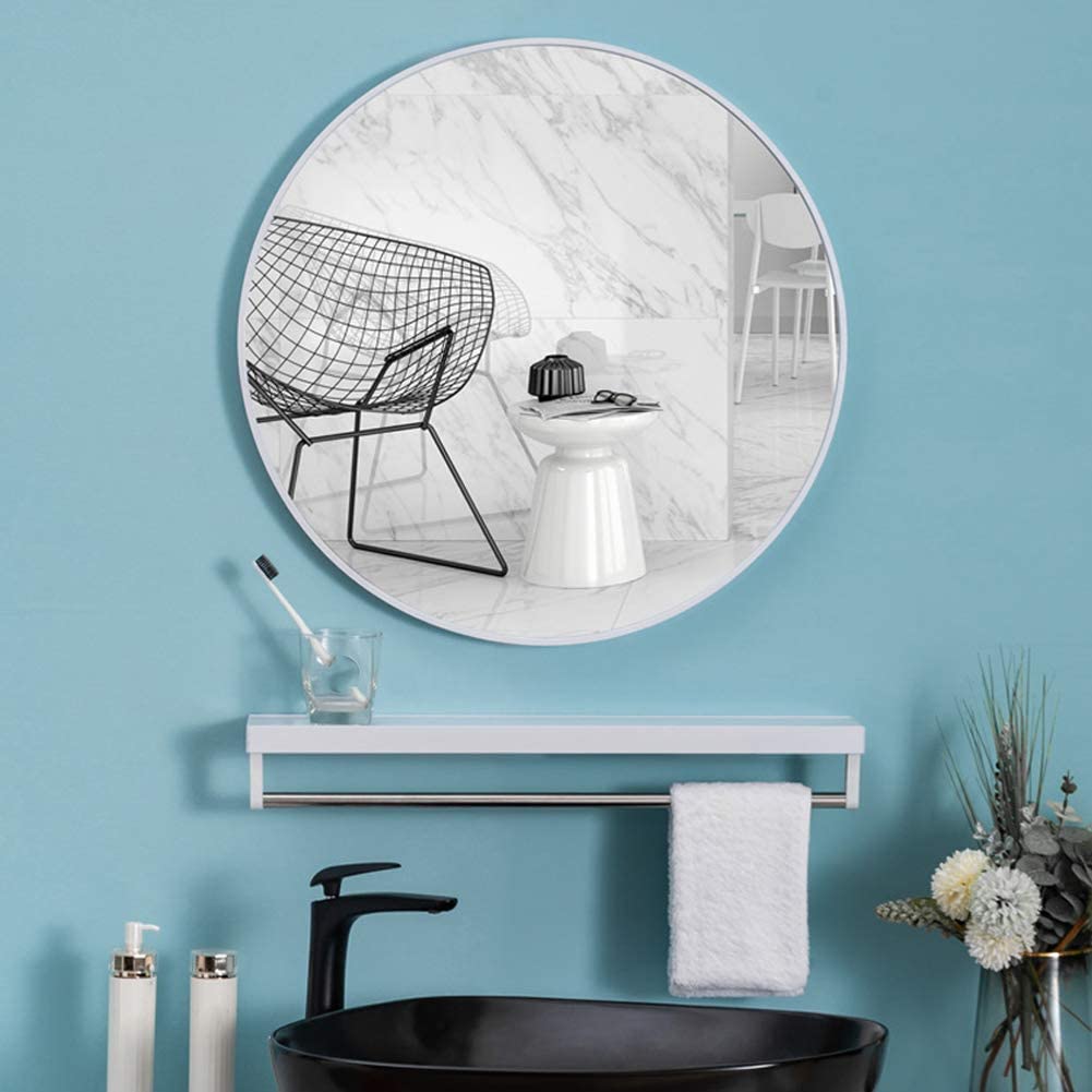 Mirrors: Slim Design 50CM White Bathroom, Living Room, Hallway Mirror Round Mirror Wall Decor Metal Frame